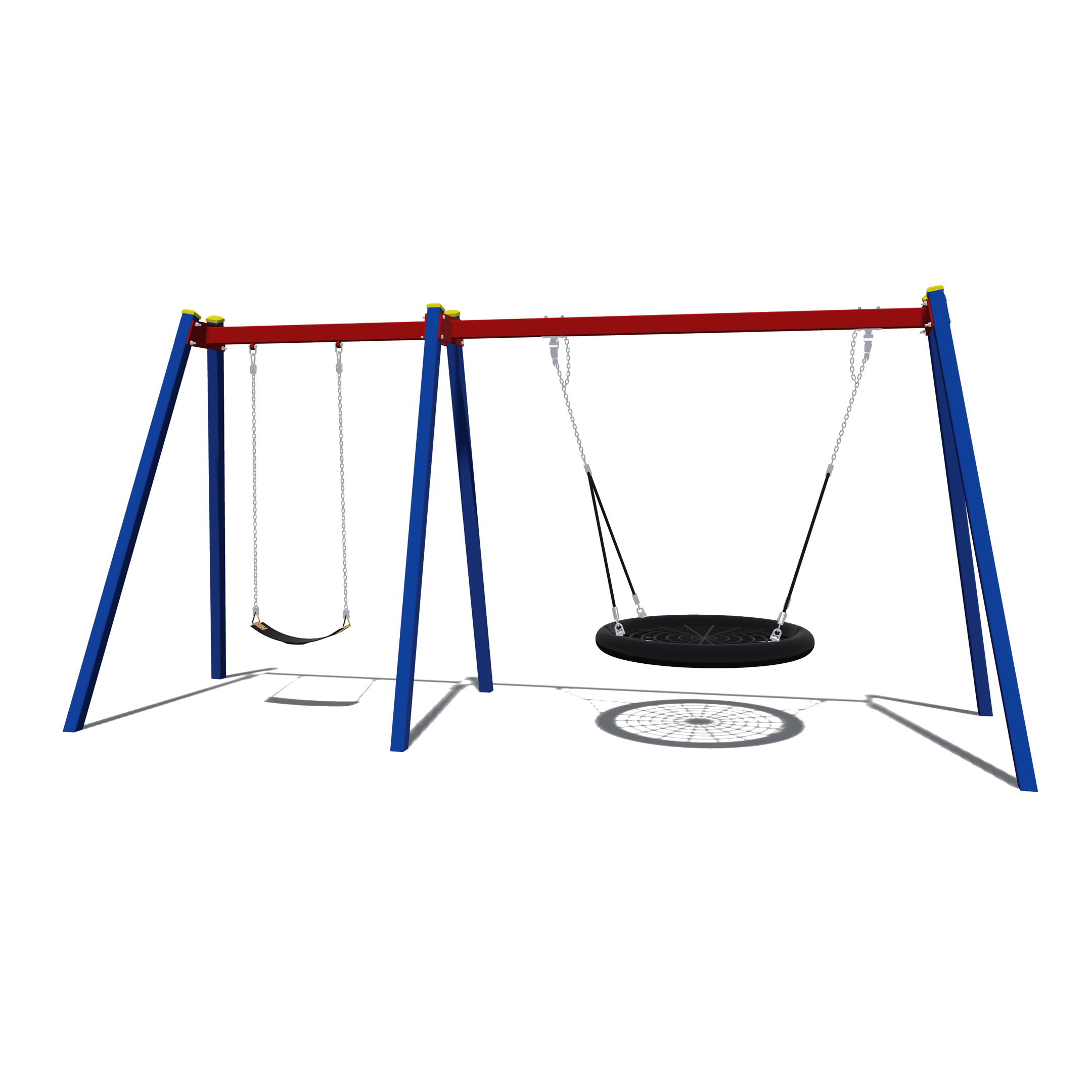 Supervised Early Childhood Swing Frame - Metal - 2.2m Double With Standard & Nest Swings
