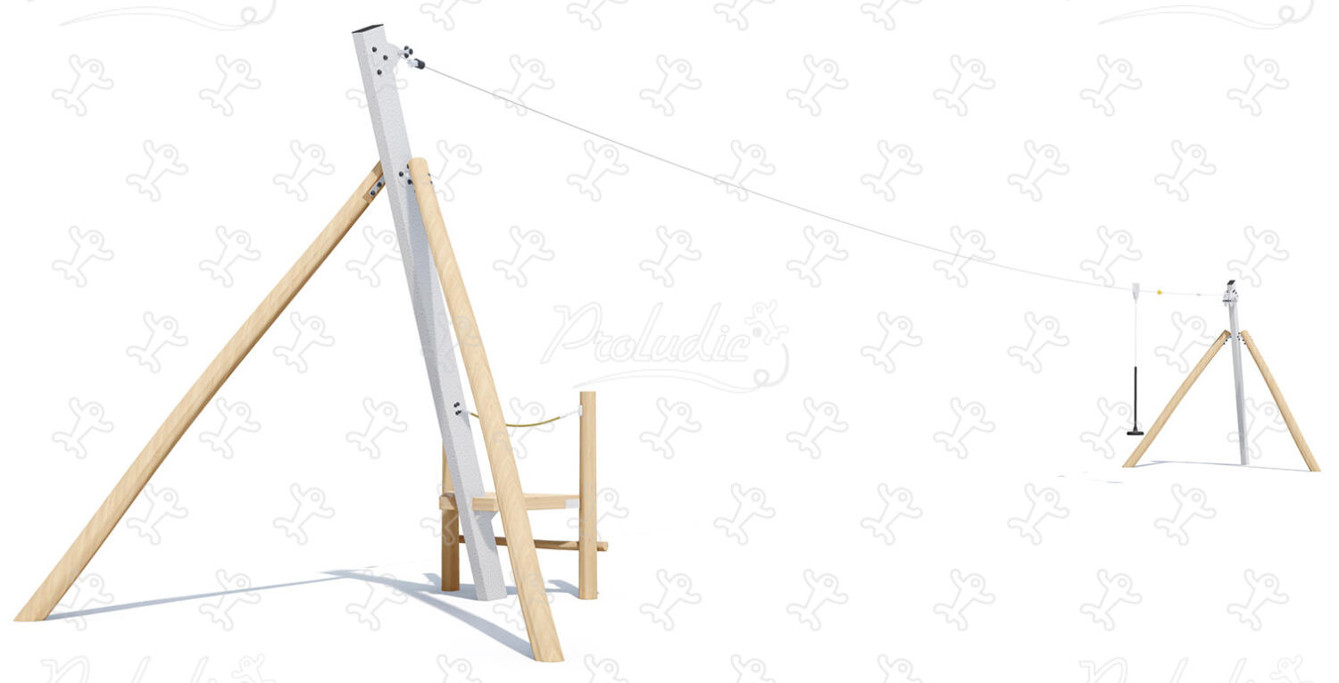 Wooden cableway flying fox for level ground - Origin' range