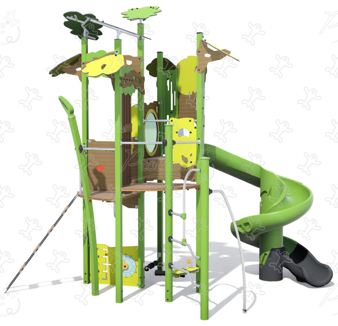 Ka’Yop Spiral - Multiplay equipment with slide, climbing activities, and manipulative play