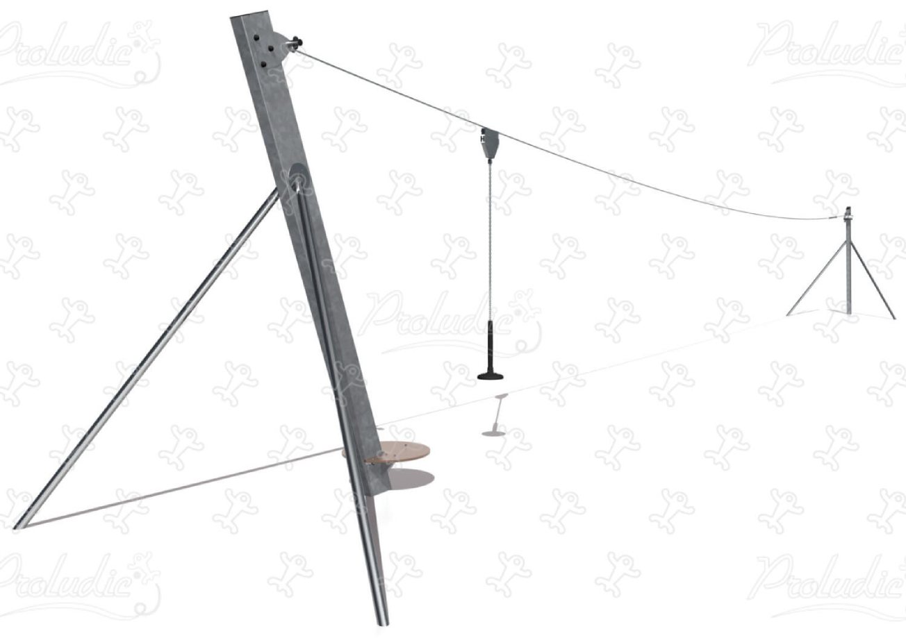 Cableway flying fox in metal for natural slope
