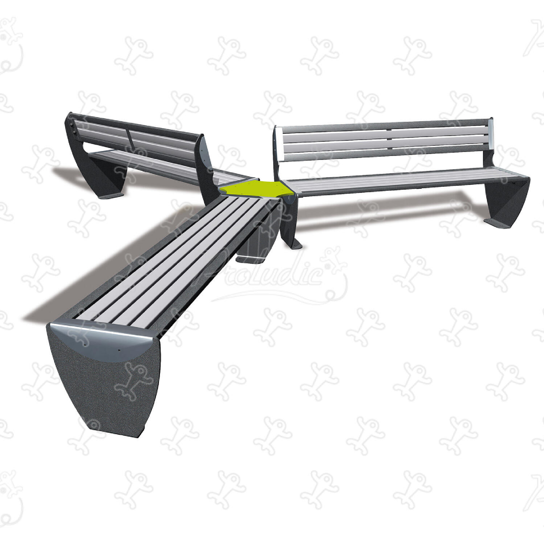 Bench and two seats in metal for outdoor furniture