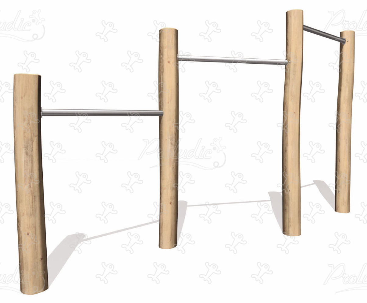 3 Horizontal Bars in wood and stainless steel