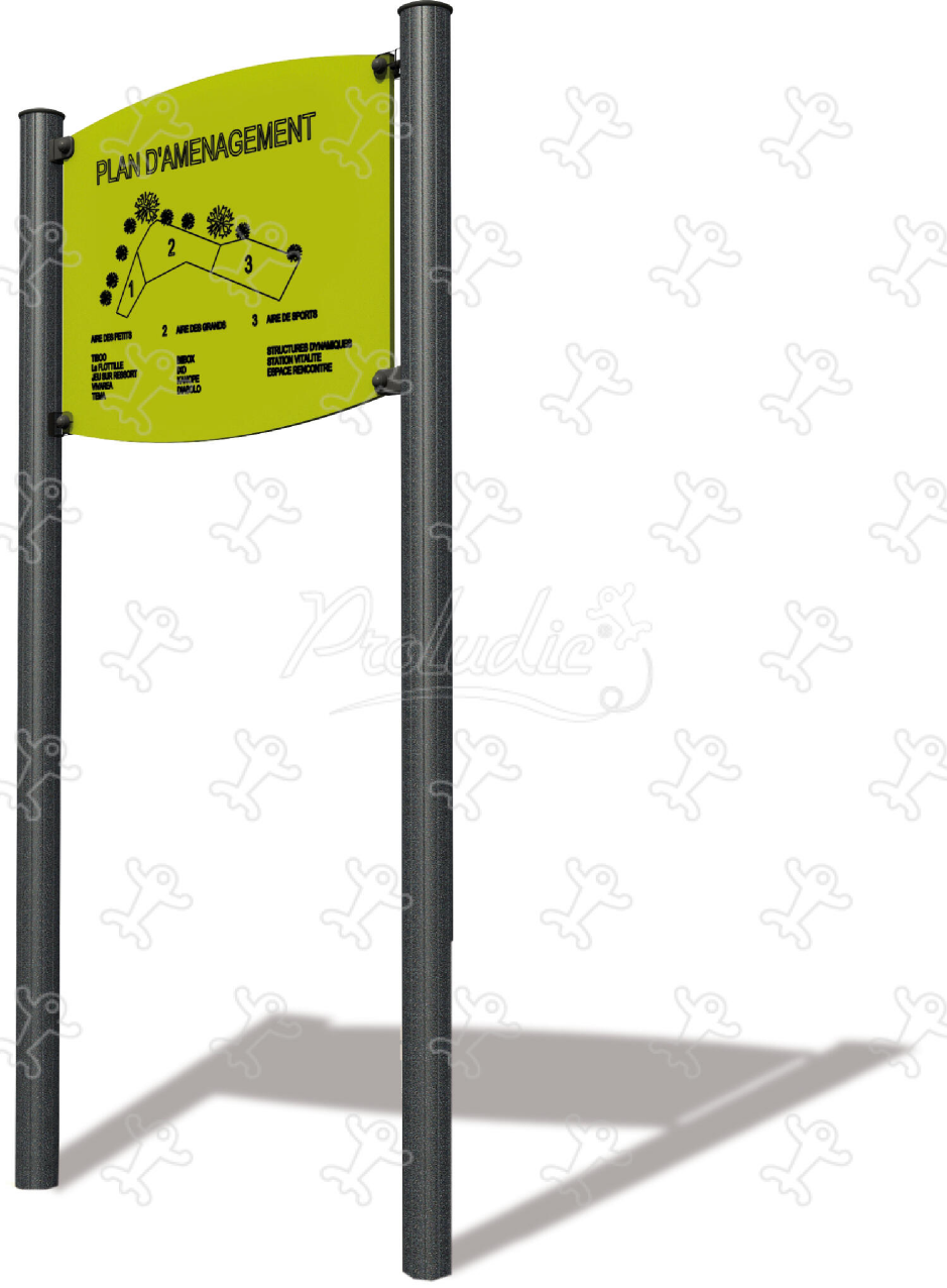 Double-post information sign panel for playgrounds
