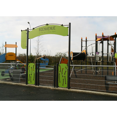 Grill fence panel for playgrounds