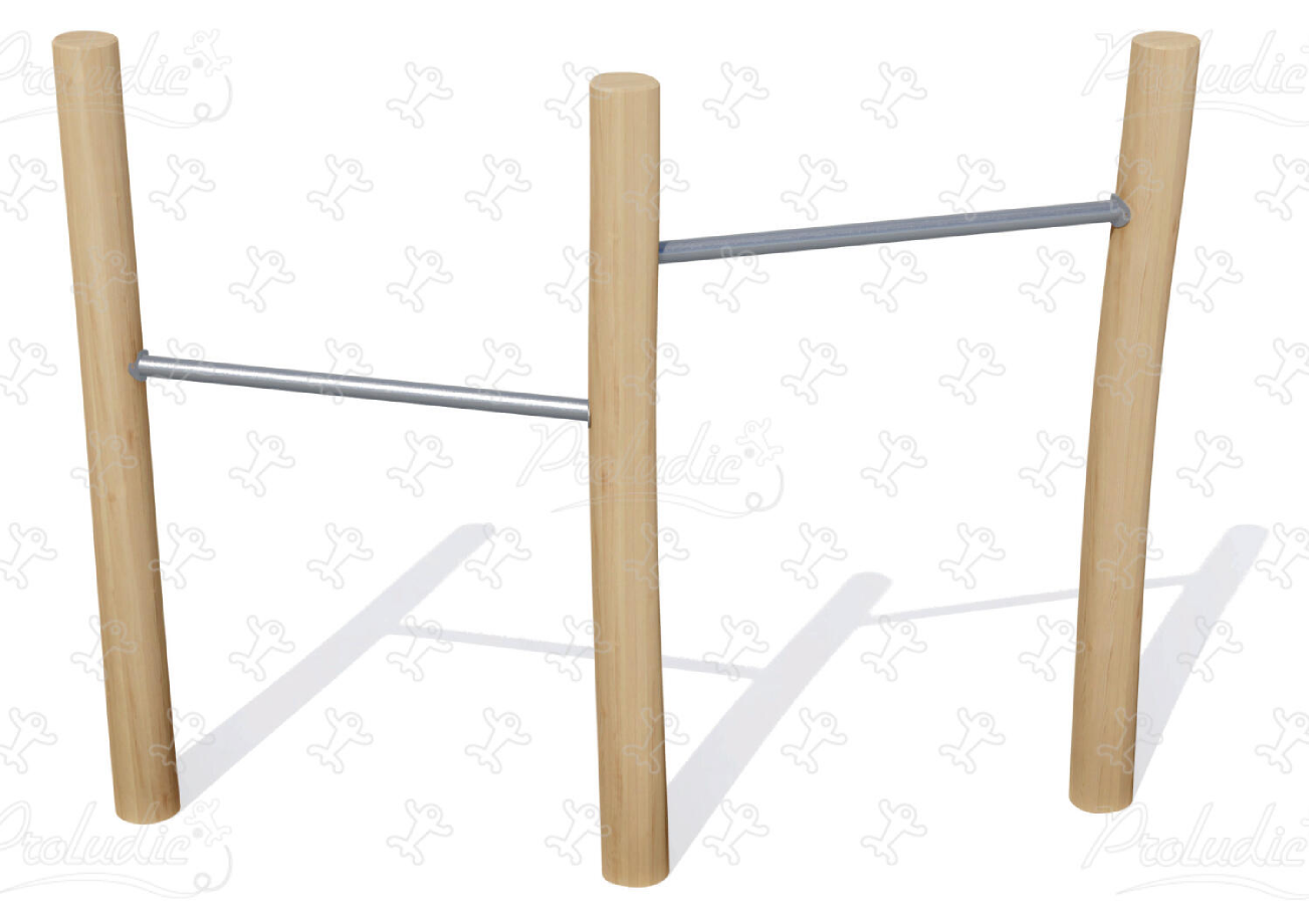 2 Horizontal Bars in wood and stainless steel
