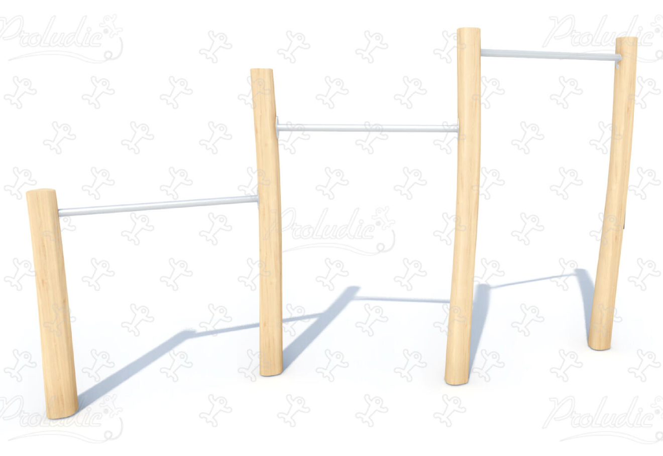 3 fixed bars in wood and stainless steel