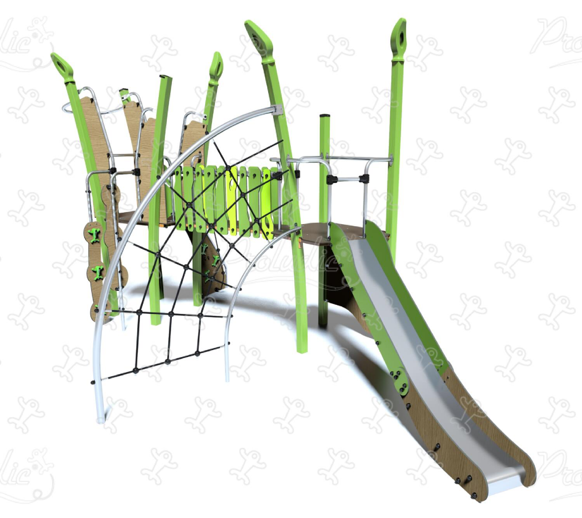 Multiplay equipment with climbing activities and slide