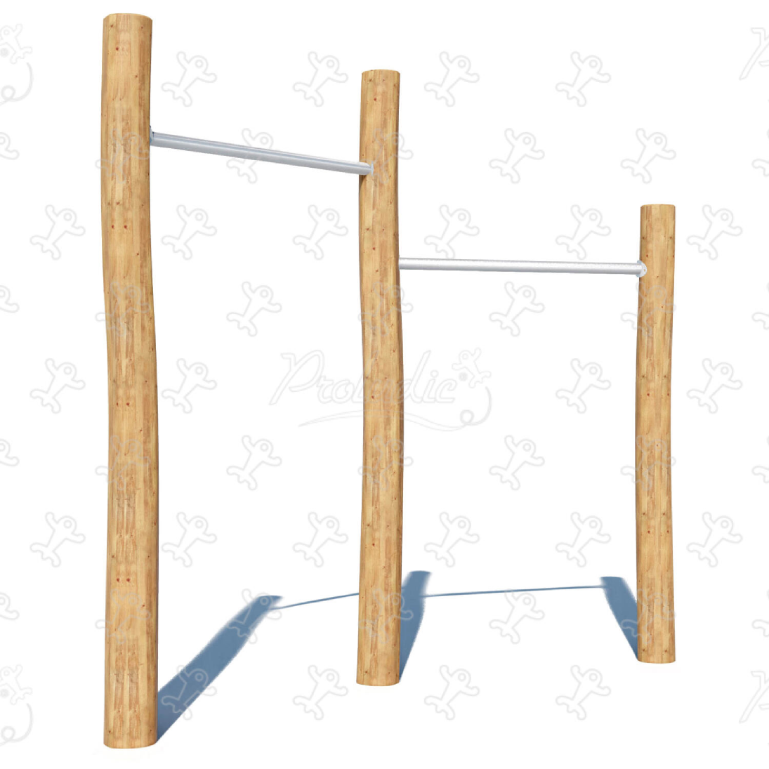 2 Horizontal Bars in wood and stainless steel
