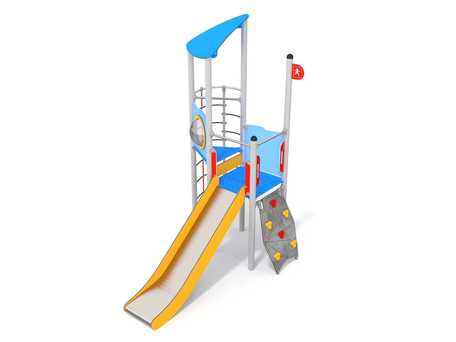 Tower with slide and liner for playground