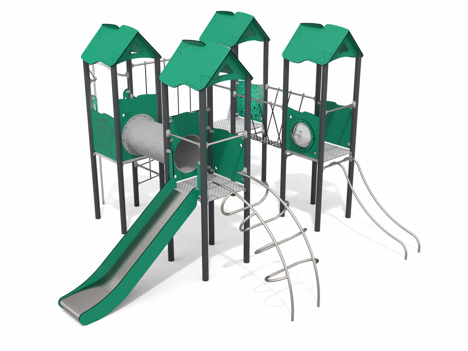 Four-track set with slide for playground