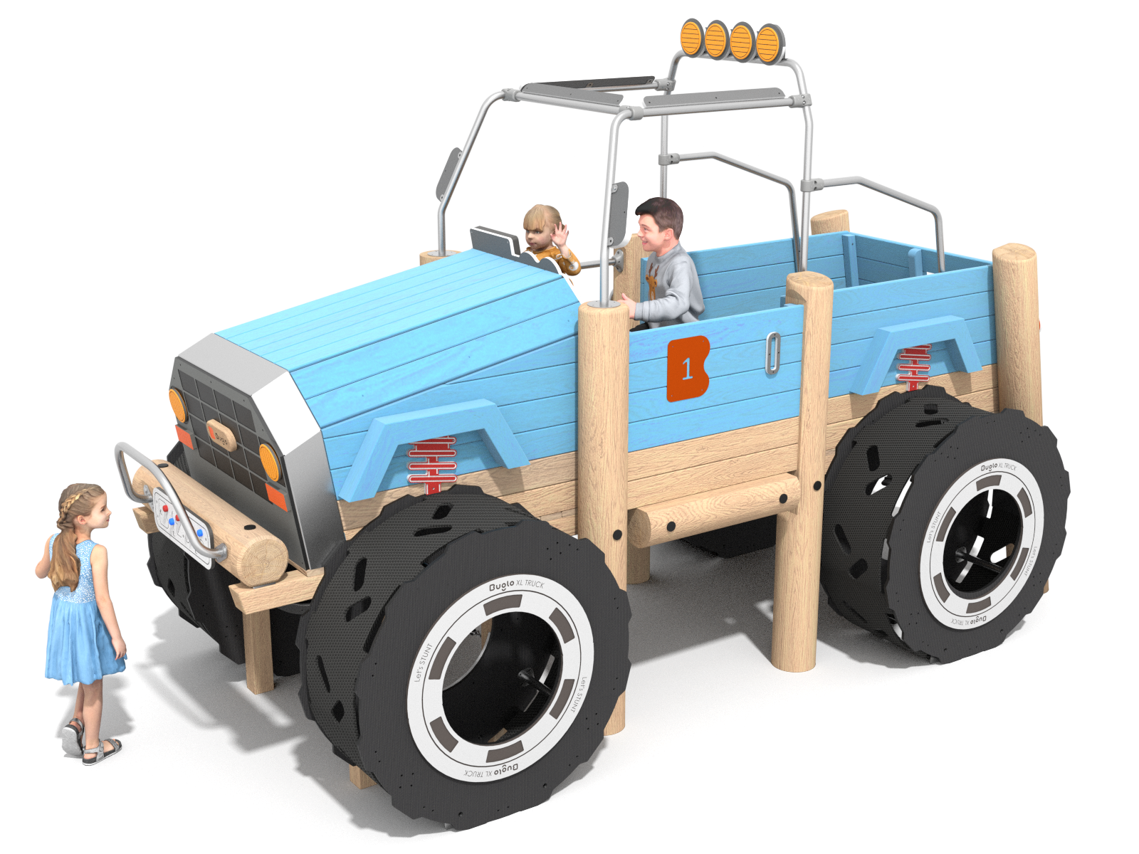 A large robinia wood truck for a playground