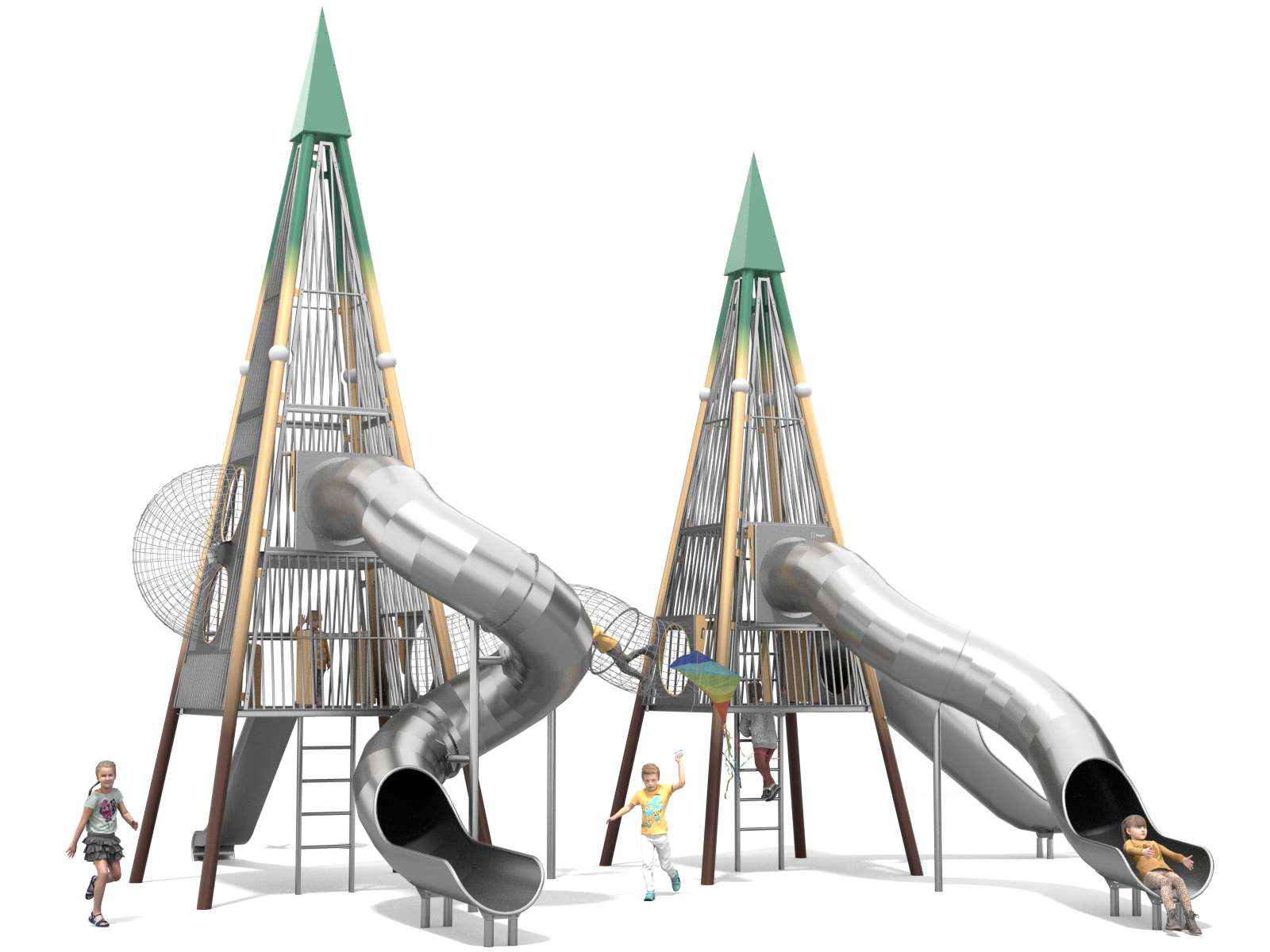 Double pyramid with slide