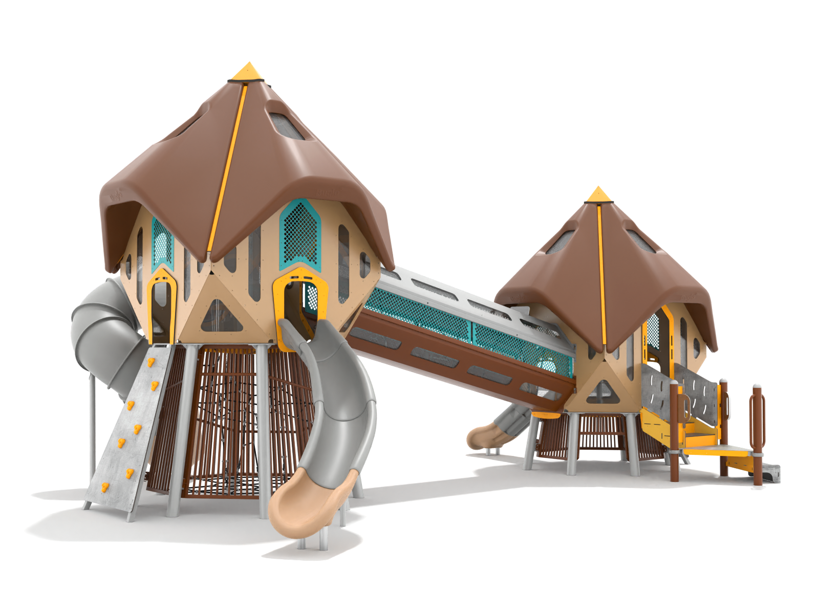 Double tower with tunnel and slides