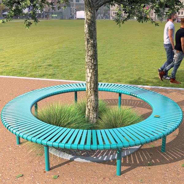 Curved Slim Steel Slatted Bench Seat