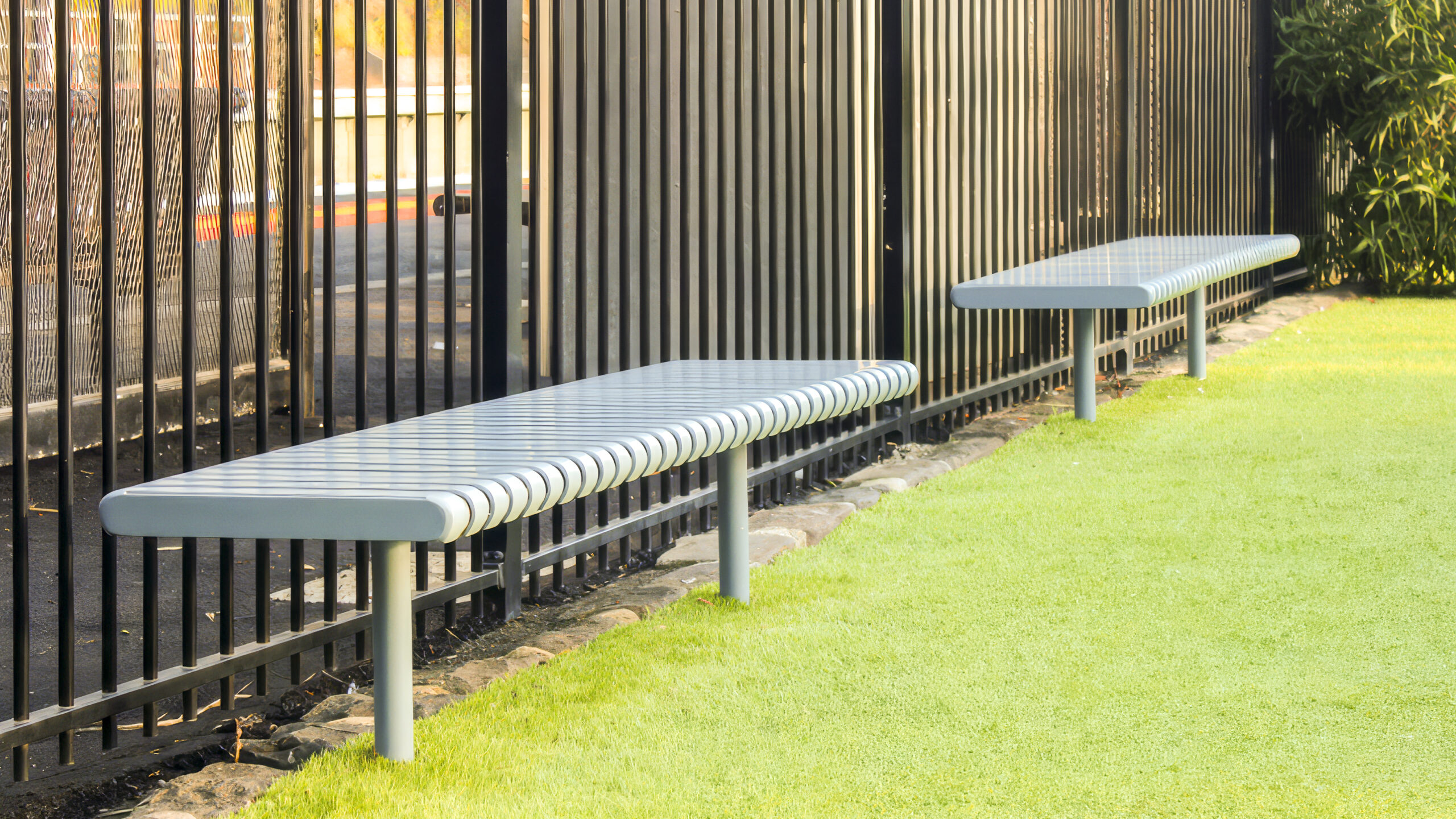 Steel Slatted Bench