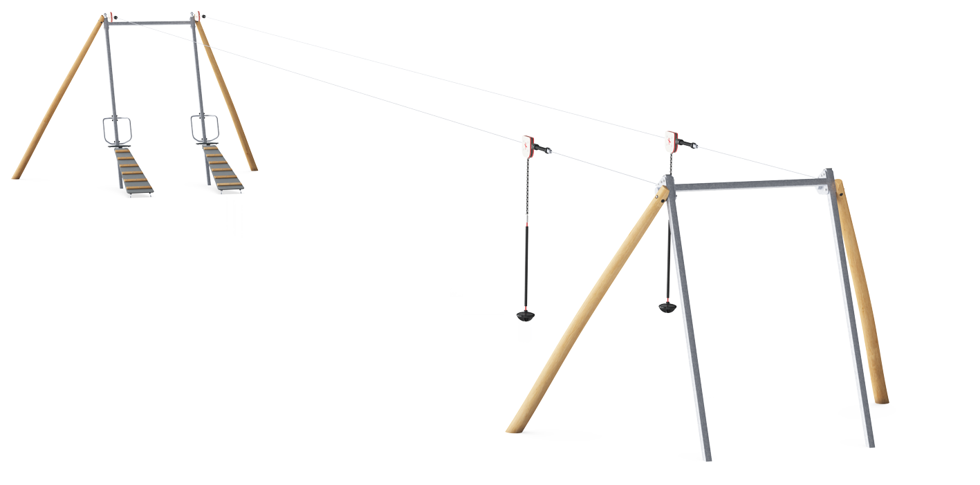 Double Cableway with Ramps, Flat Ground