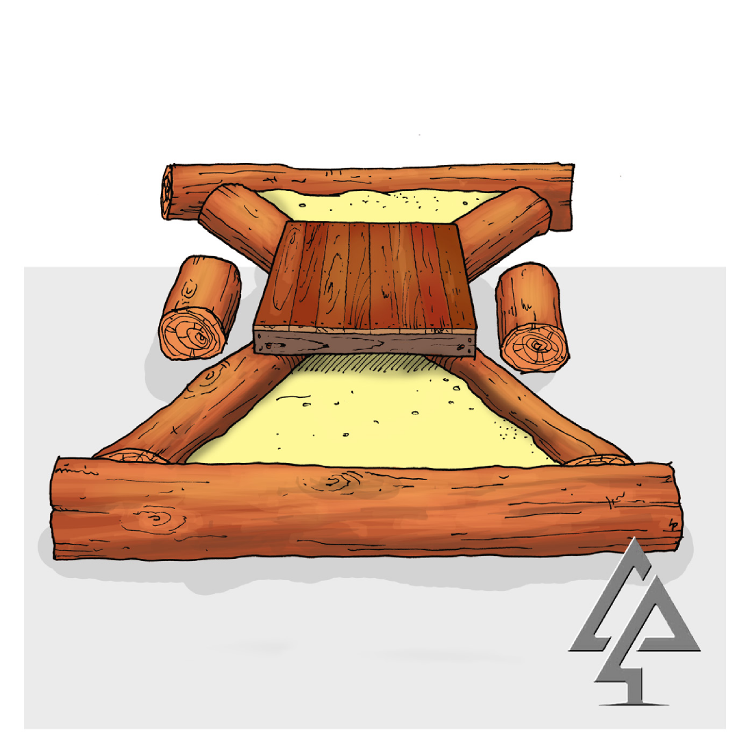 Log Sandpit with Platform