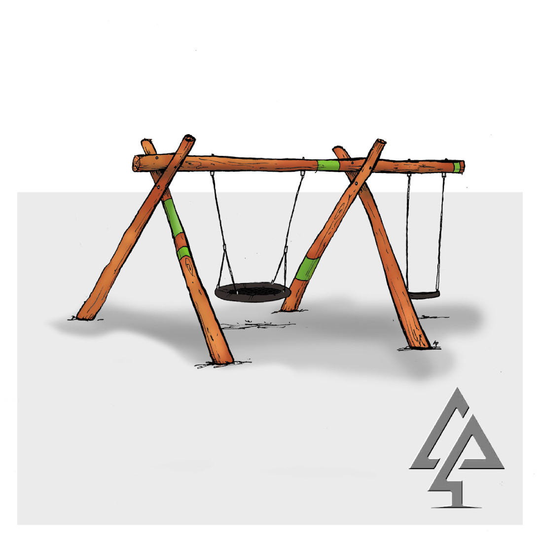 A-Frame with Basket and Single Swing